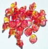 25 9mm Transparent Crystal, Lemon, & Cherry Three Petal Flower Drop Beads